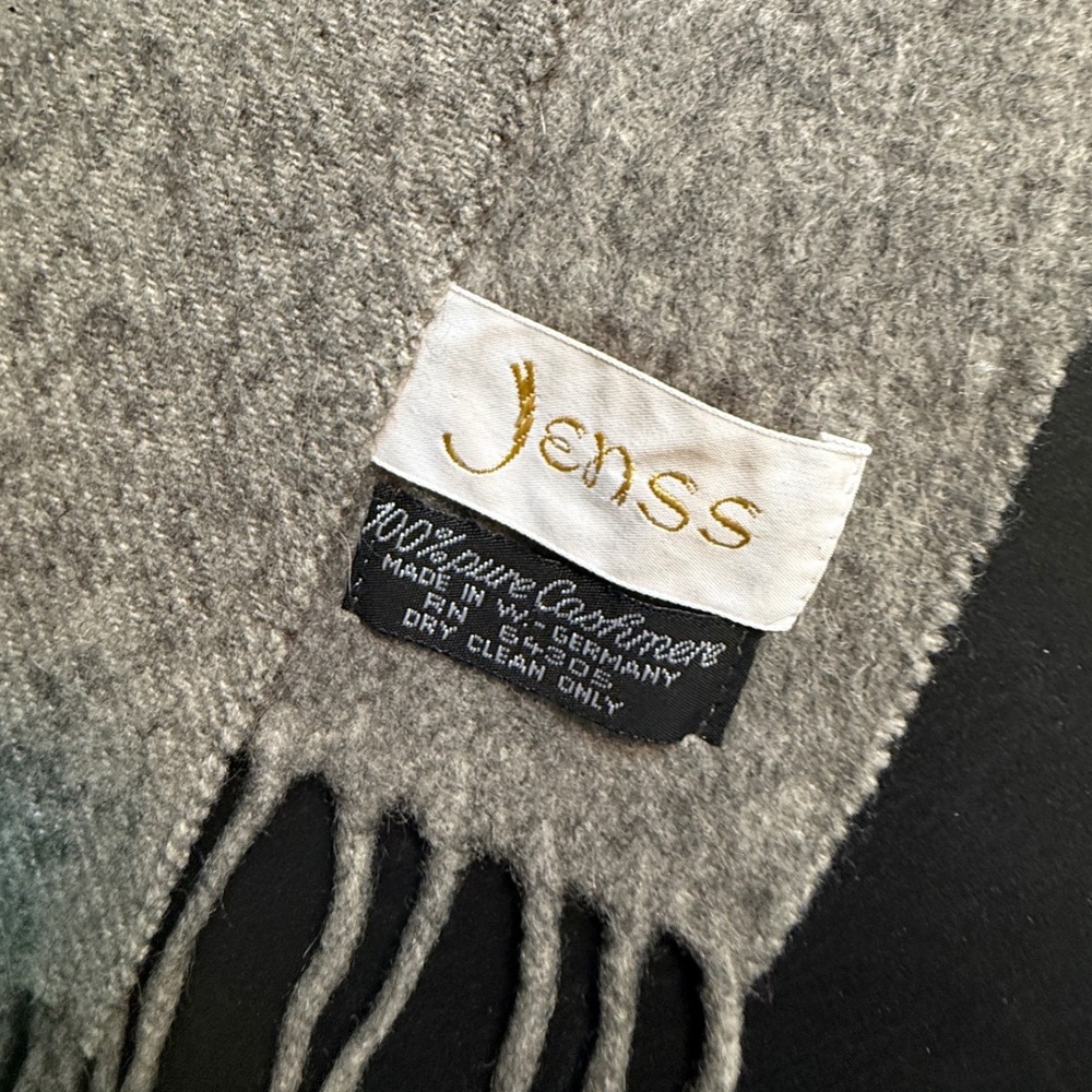 Jenss Gray 100% Pure Cashmere Scarf Made in West Germany Vintage Fringed Soft